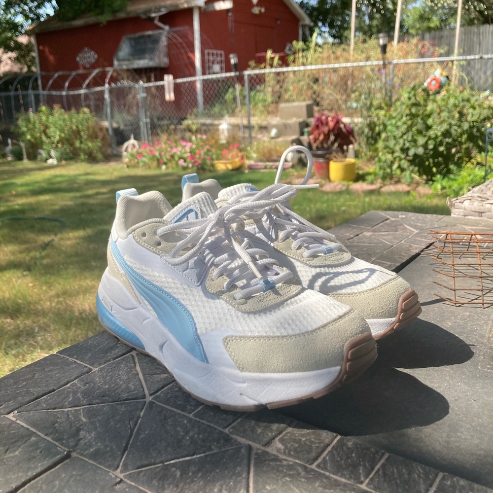 Puma white and blue trainers worn a few times, originally priced at $90